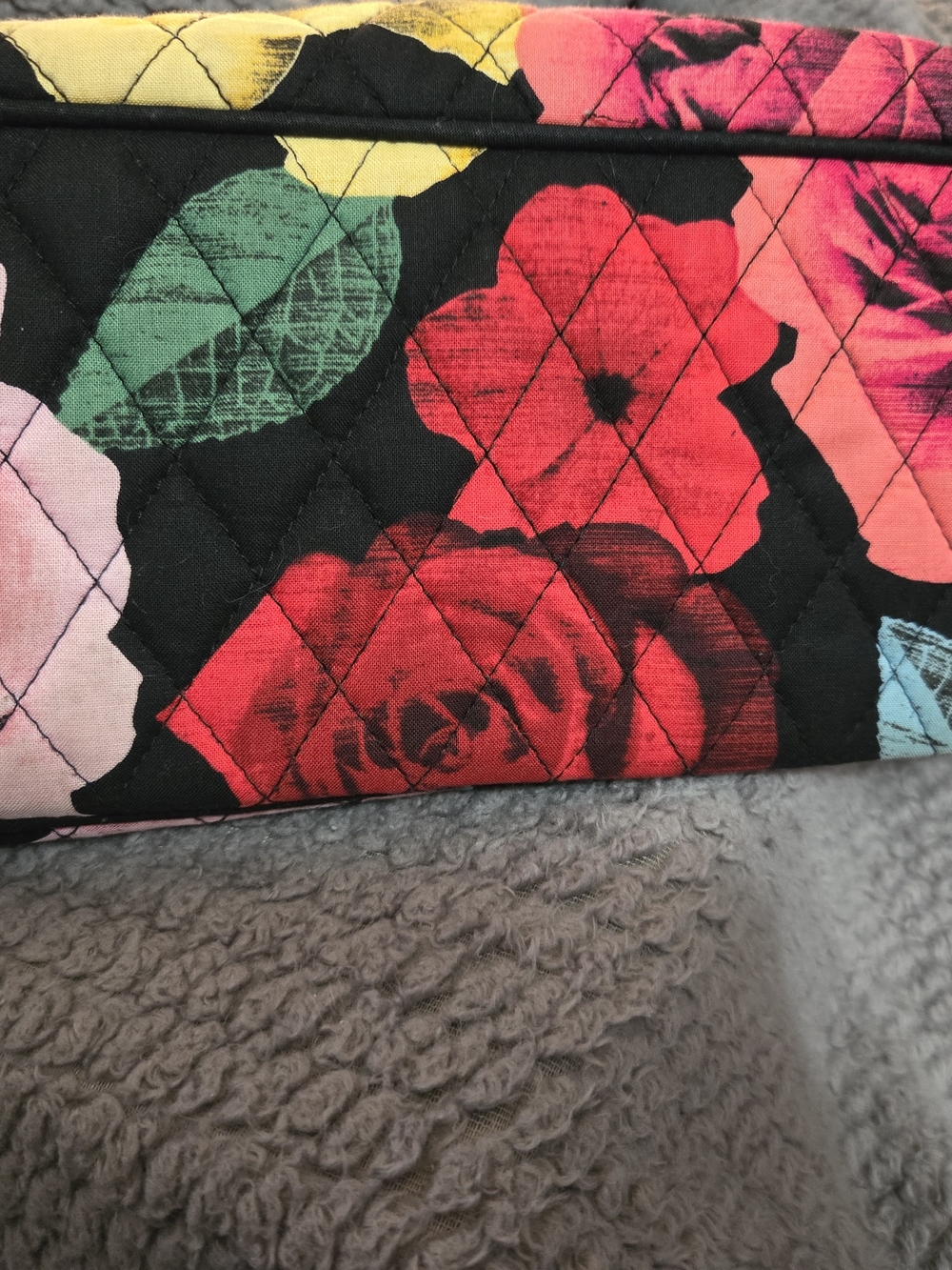 2- Bags Vera Bradley Black Quilted And Crossbody with Red Floral Print